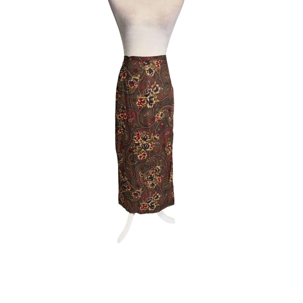 Vintage 90s Charter Club Floral Paisley Maxi Wrap Skirt Size 12 Fall Boho